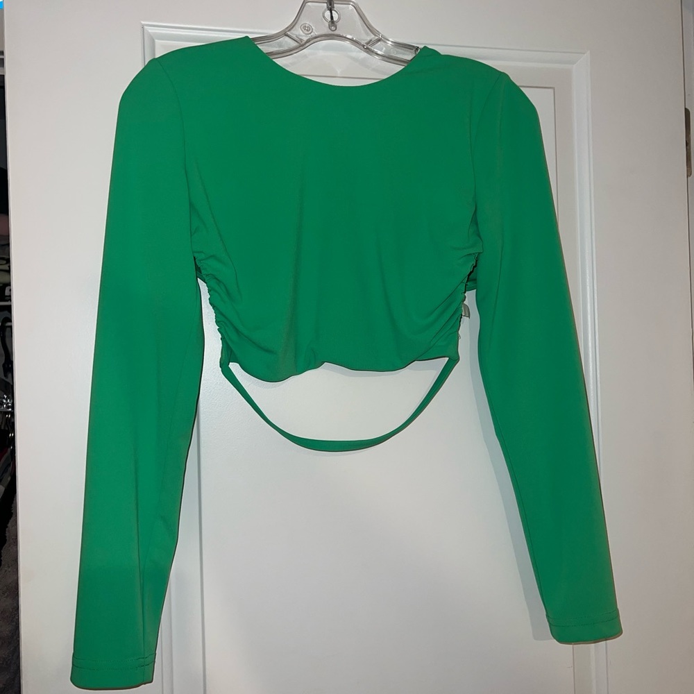 Green Zara Long Sleeve Crop Top Size M